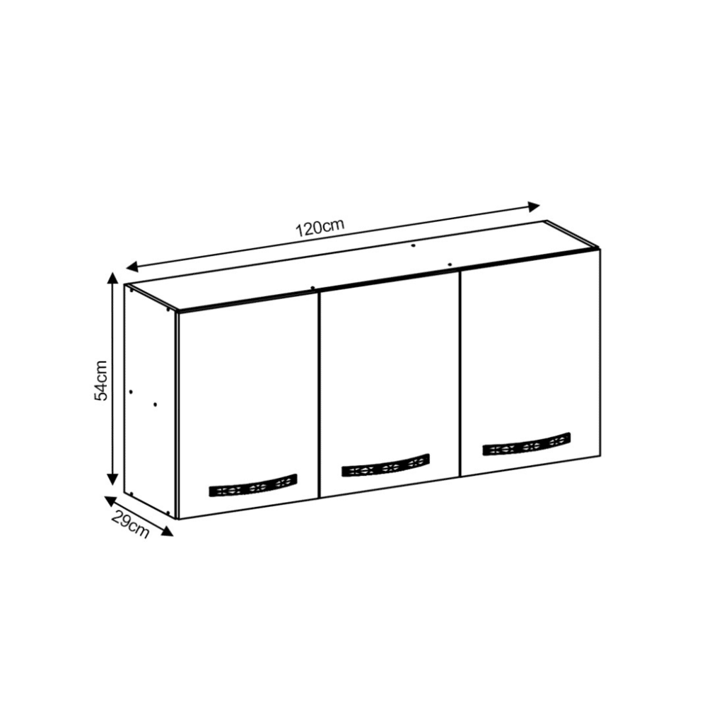 Armário Aéreo de Cozinha 3 Portas, Mila 120cm - Fiorello - Branco Armário Aéreo de Cozinha 3 Portas, Mila 120cm - Fiorello - Branco