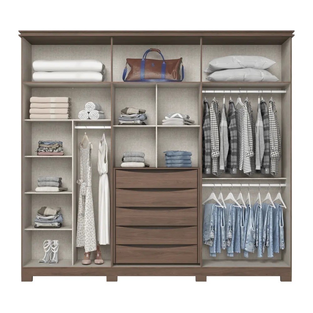 Guarda-roupa Casal Belori 6 Portas Castanho - Henn Guarda-roupa Casal Belori 6 Portas Castanho - Henn