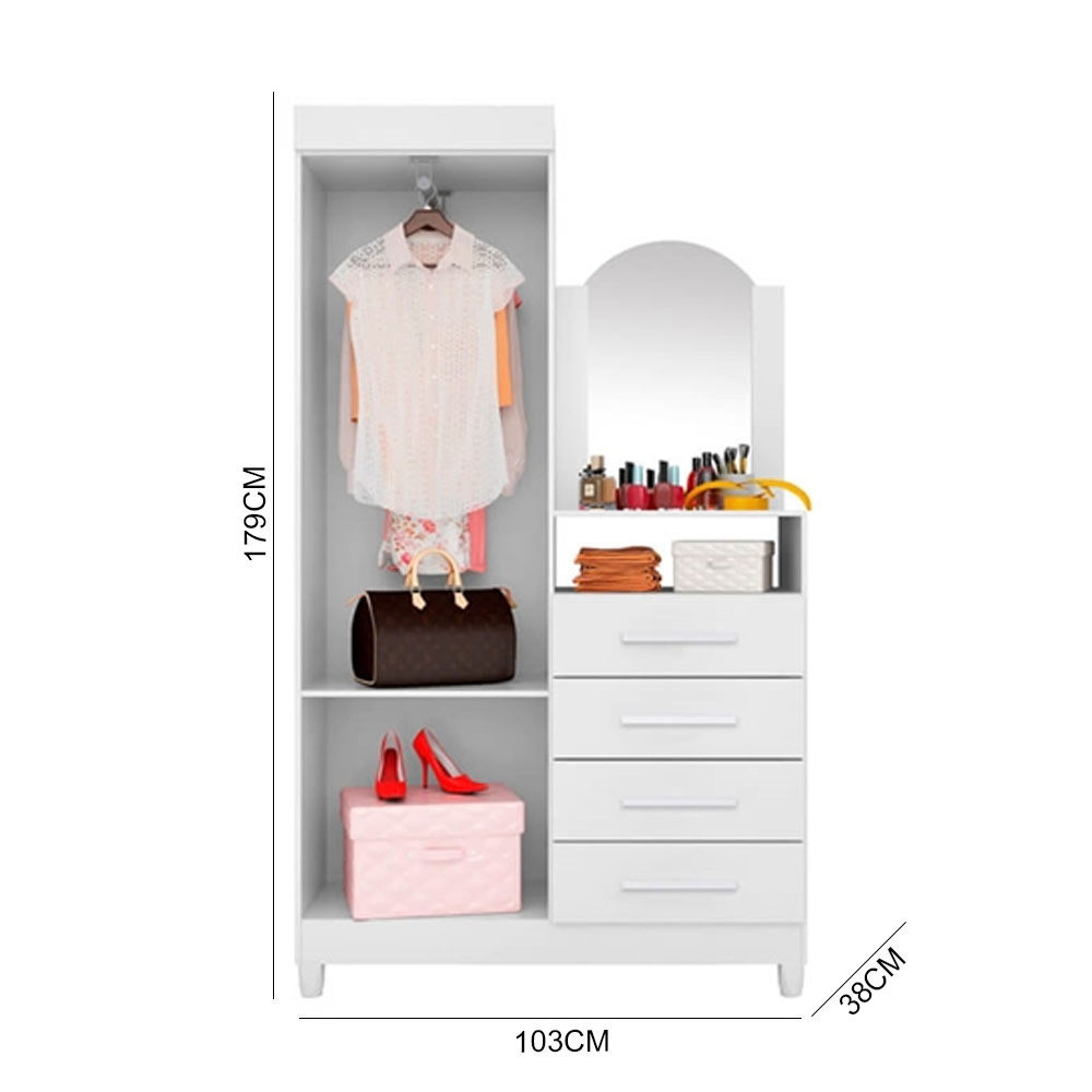 Cômoda para Quarto com Espelho 4 Gavetas 2 Portas Albatroz Capri Branco/Quadriflex Cômoda para Quarto com Espelho 4 Gavetas 2 Portas Albatroz Capri Branco/Quadriflex