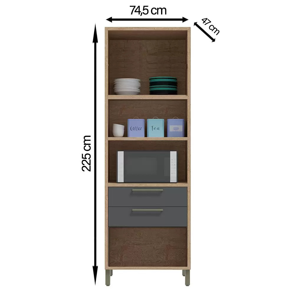 Paneleiro em MDF  1 Portas 3 Gavetas Ronipa Syrah Castanho/Chumbo Paneleiro em MDF  1 Portas 3 Gavetas Ronipa Syrah Castanho/Chumbo