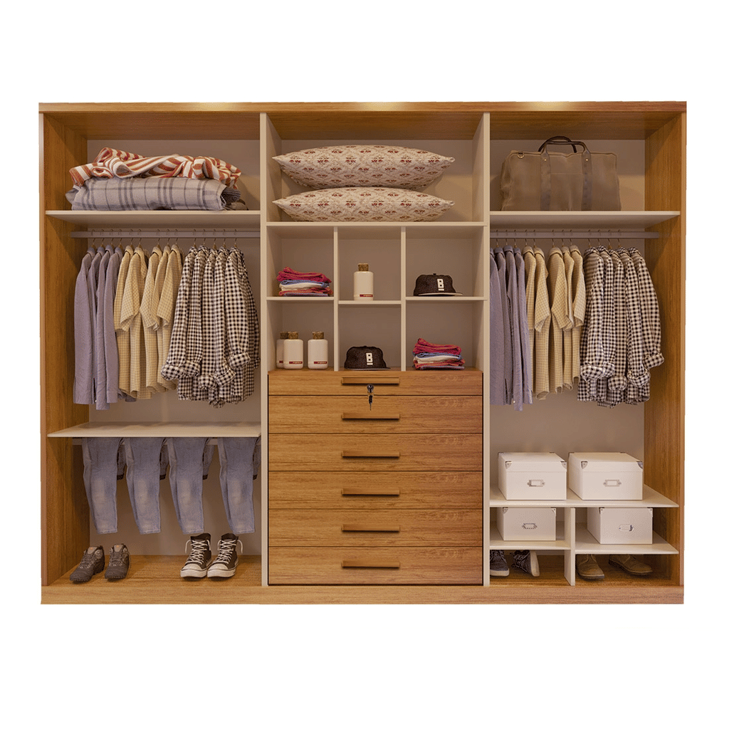 Guarda-Roupa Casal Com Espelho Em MDF 6 Portas Bom Pastor Primore Naturall Guarda-Roupa Casal Com Espelho Em MDF 6 Portas Bom Pastor Primore Naturall