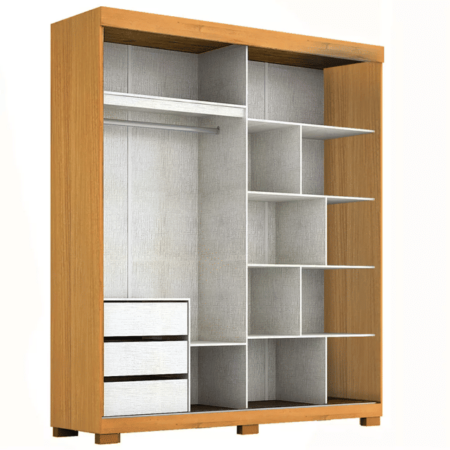 Guarda-Roupa com Espelho Heloisa Prime em MDF 2 Portas Cinamomo/Off White - Acp Móveis Guarda-Roupa com Espelho Heloisa Prime em MDF 2 Portas Cinamomo/Off White - Acp Móveis