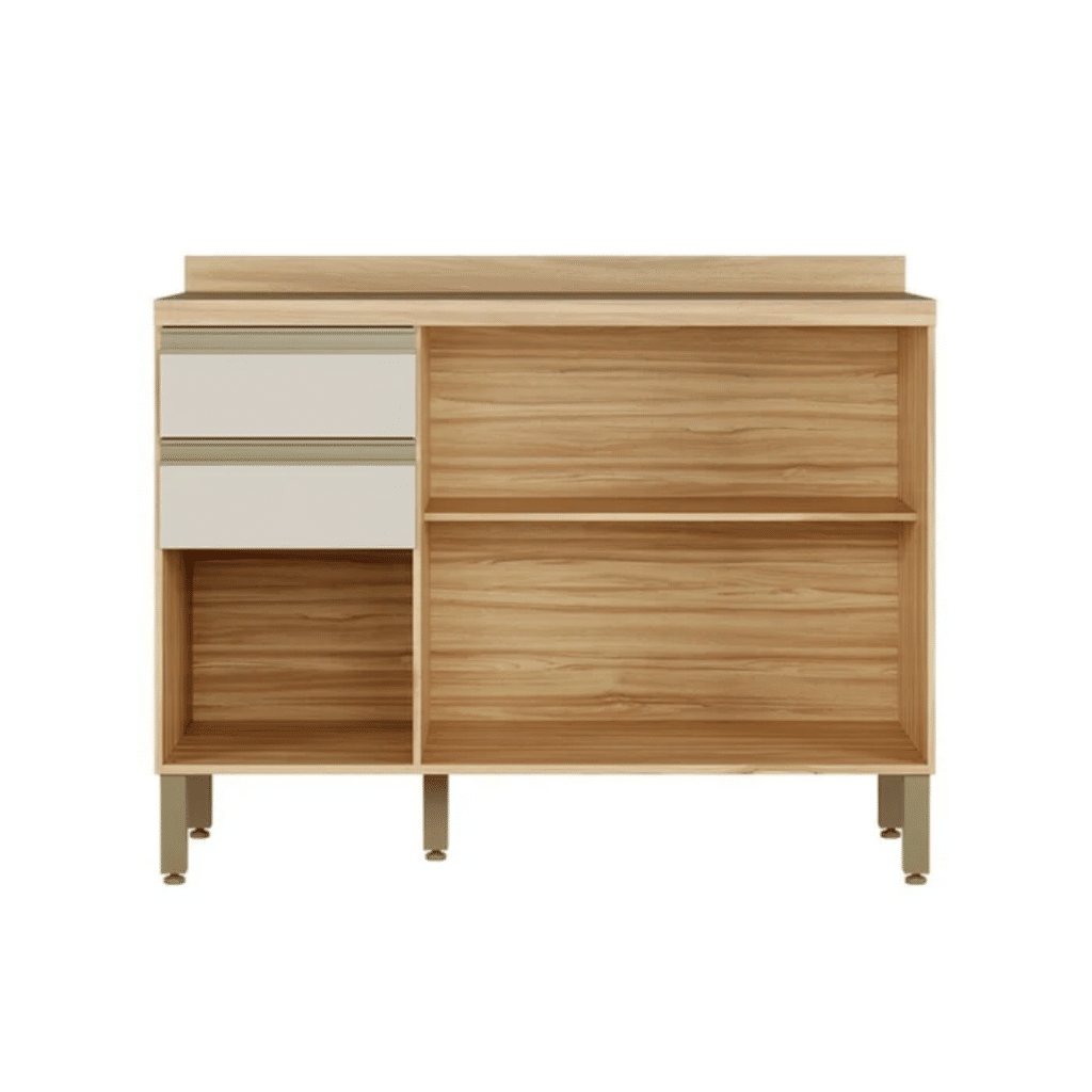 Balcão de Cozinha com Tampo 3 Portas 2 Gavetas em MDF Ronipa Chardonnay Amendoa/Off White Balcão de Cozinha com Tampo 3 Portas 2 Gavetas em MDF Ronipa Chardonnay Amendoa/Off White