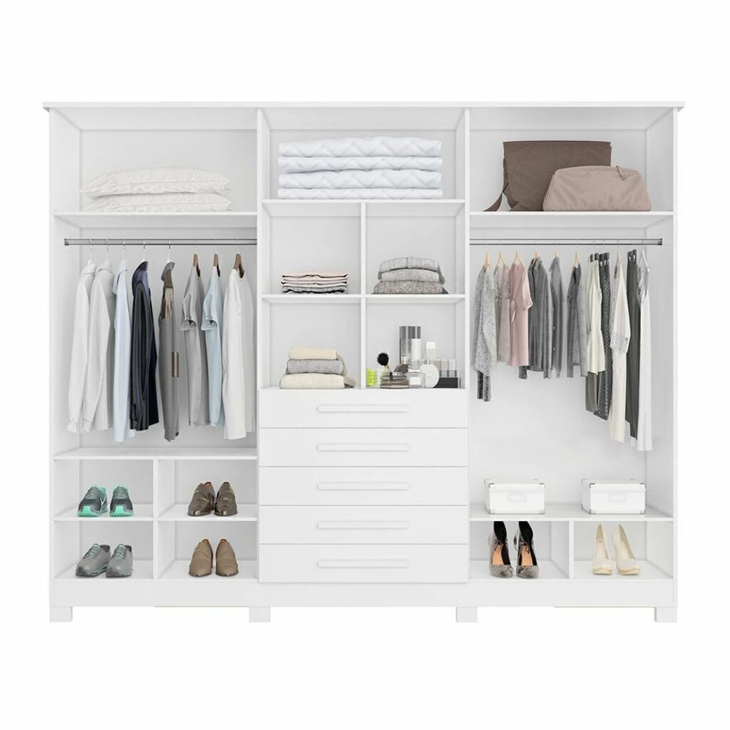 Guarda-Roupa Casal Com Espelho 6 Portas em MDF Bianchi Clara Branco Guarda-Roupa Casal Com Espelho 6 Portas em MDF Bianchi Clara Branco