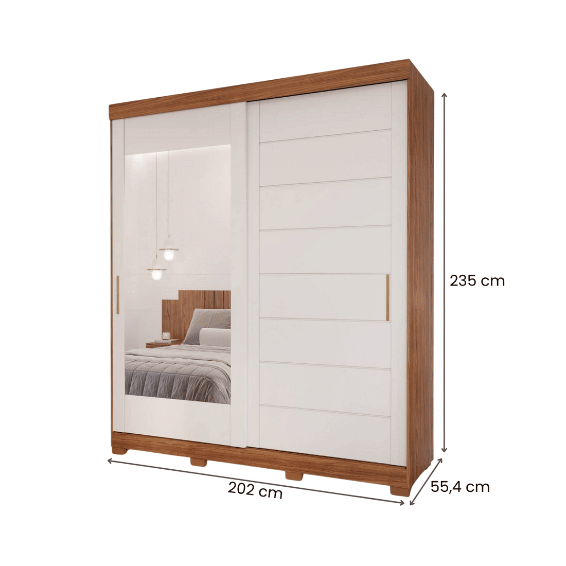 Guarda-Roupa Casal Com Espelho 2 Portas de Correr 100% MDF Panan Móveis Flora Cinamomo/Off White Guarda-Roupa Casal Com Espelho 2 Portas de Correr 100% MDF Panan Móveis Flora Cinamomo/Off White