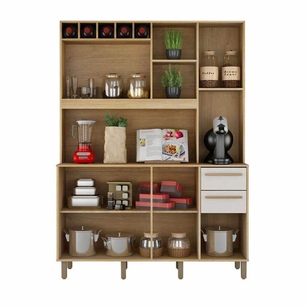 Armário de Cozinha Kit 7 Portas 2 Gavetas Valdemóveis Granada Cinamomo/Off White Armário de Cozinha Kit 7 Portas 2 Gavetas Valdemóveis Granada Cinamomo/Off White