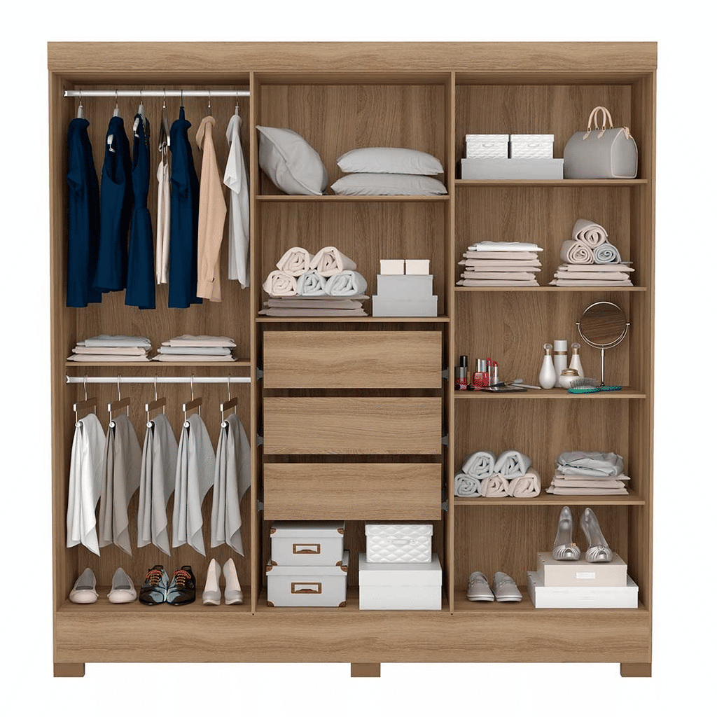 Guarda-Roupa Casal 6 Portas Pratico Amendoa/Off White - Demobile Guarda-Roupa Casal 6 Portas Pratico Amendoa/Off White - Demobile