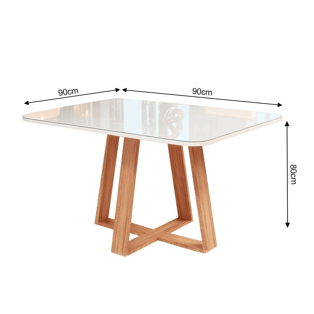 Conjunto Mesa Jantar 100% MDF Scott 90x90 com 4 cadeiras Nature/Off White/Linho3025 - Bom Pastor