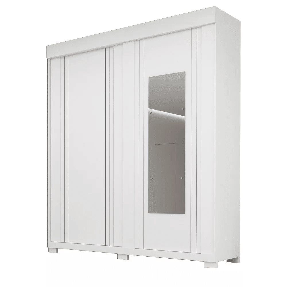 Guarda-Roupa com Espelho Heloisa Prime em MDF 2 Portas Branco - Acp Móveis Guarda-Roupa com Espelho Heloisa Prime em MDF 2 Portas Branco - Acp Móveis