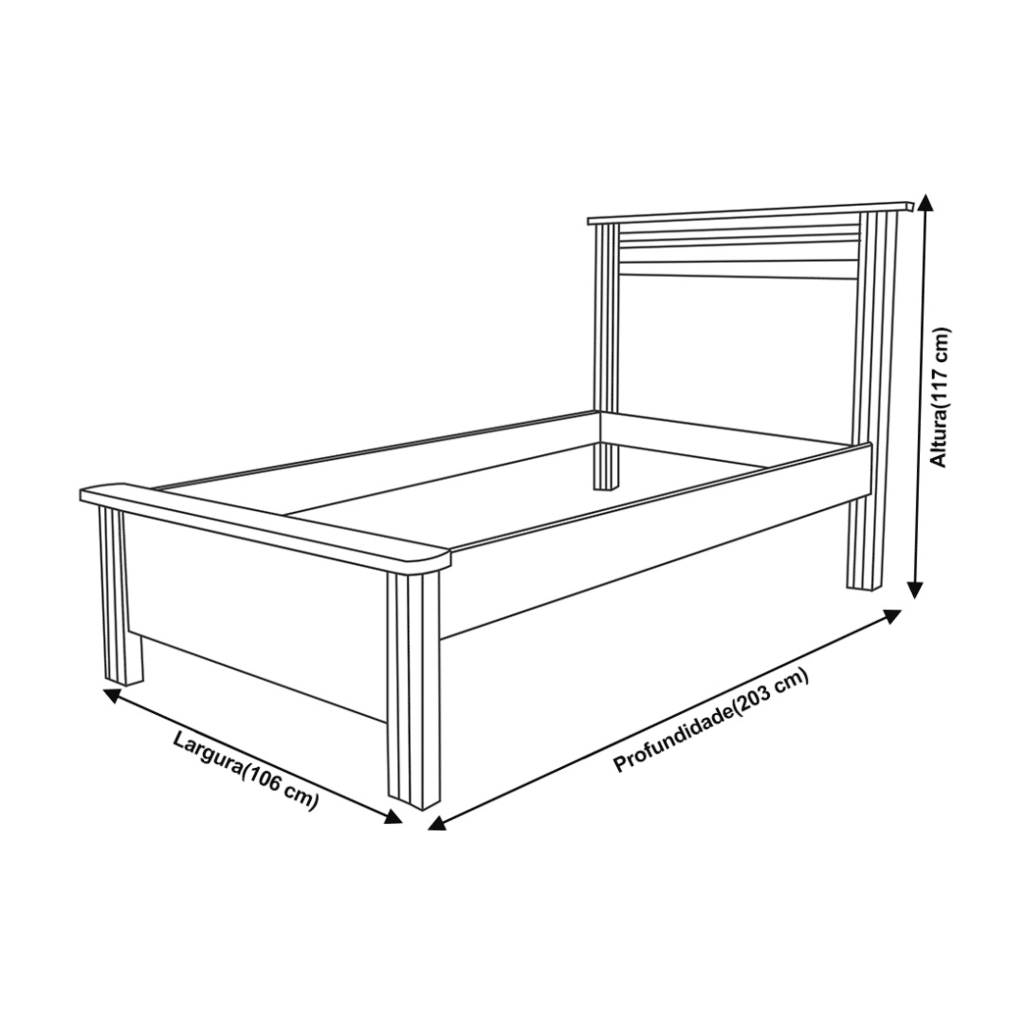 Cama Solteiro Plus em MDF Branco - Bom Pastor Cama Solteiro Plus em MDF Branco - Bom Pastor