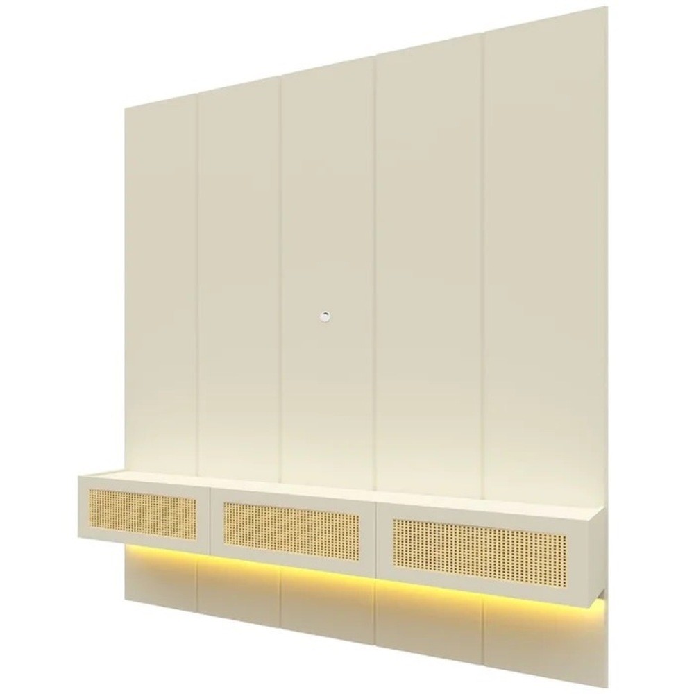 Home Painel Realce Native 2.20m  2 Portas Com Led 100% MDF Até 84 Polegadas Gelius - Off White