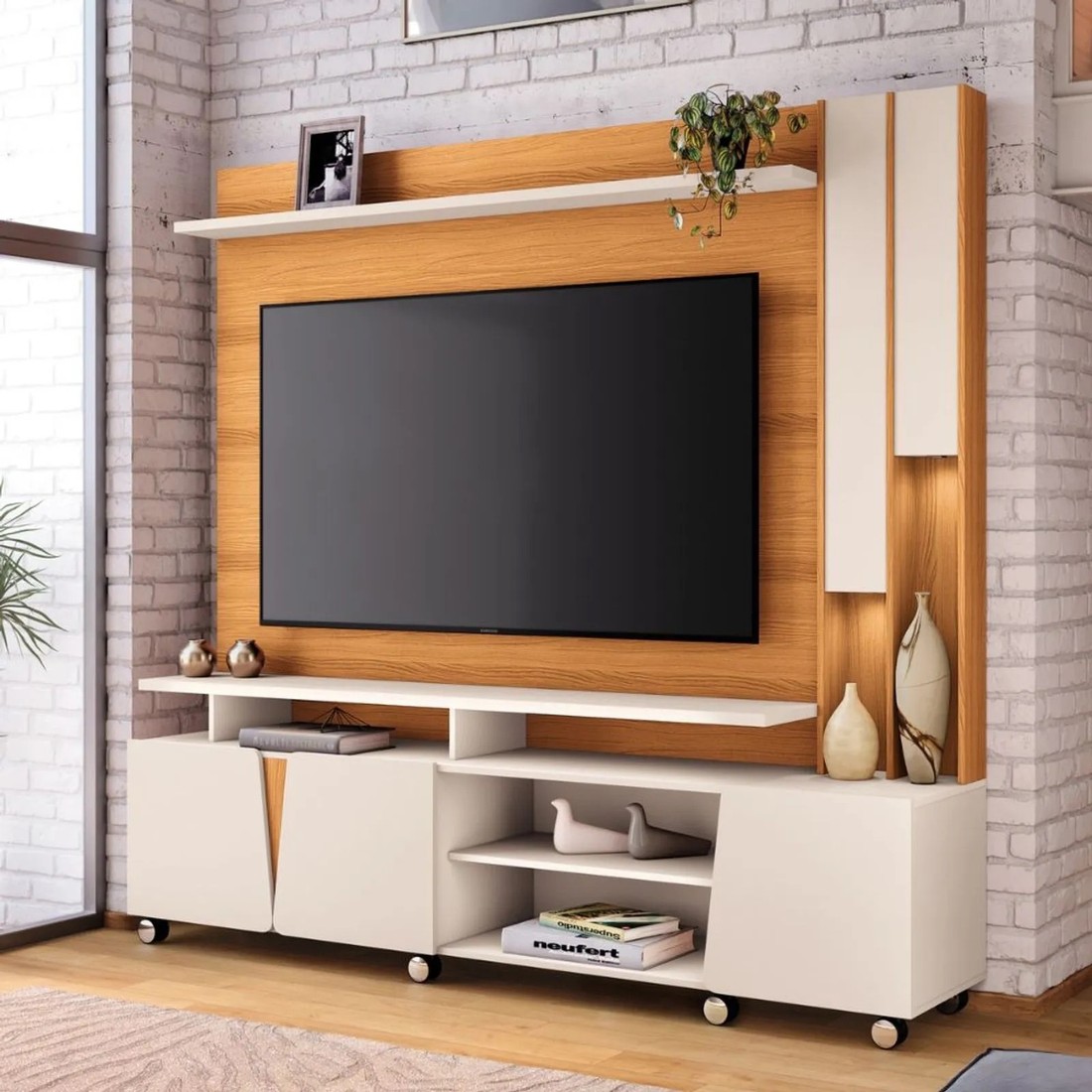 Home HB Theater Virtus 2.0 3 Portas 200cm - Cinamomo/Off White