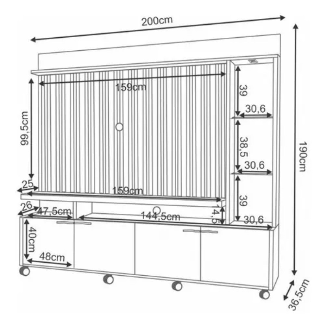 Estante Home  Titan 2.0 HB 4 Portas 200cm - Cinamomo/Off White