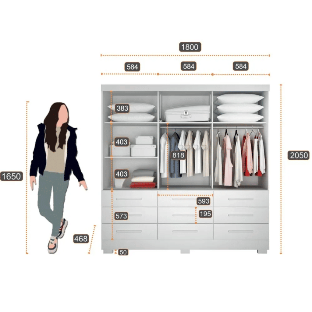 Guarda Roupa Casal com Espelho 3 Portas 9 Gavetas Buriti Branco - Novo Horizonte Guarda Roupa Casal com Espelho 3 Portas 9 Gavetas Buriti Branco - Novo Horizonte