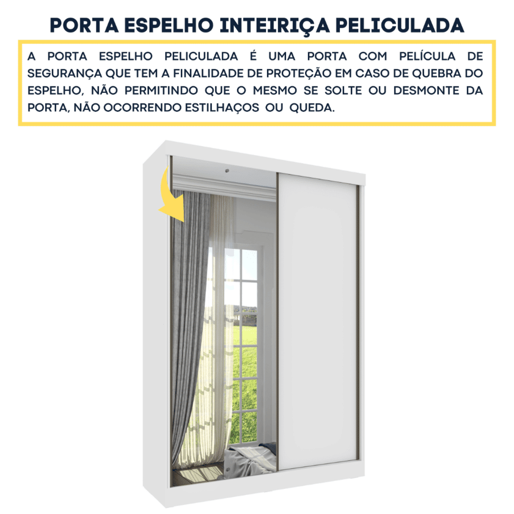 Guarda-Roupa Casal Com Espelho 2 Portas de Correr Tcil Móveis Roma Branco Guarda-Roupa Casal Com Espelho 2 Portas de Correr Tcil Móveis Roma Branco