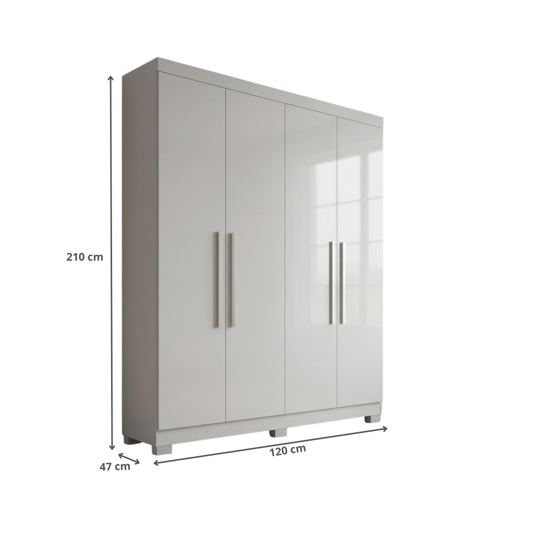 Guarda-Roupa Solteiro 100% MDF 4 Portas Sergipe Branco - Bianchi Guarda-Roupa Solteiro 100% MDF 4 Portas Sergipe Branco - Bianchi