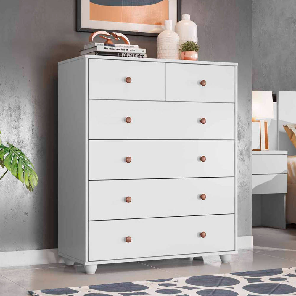 Cômoda para Quarto 6 Gavetas Albatroz Vittoria Branco Cômoda para Quarto 6 Gavetas Albatroz Vittoria Branco