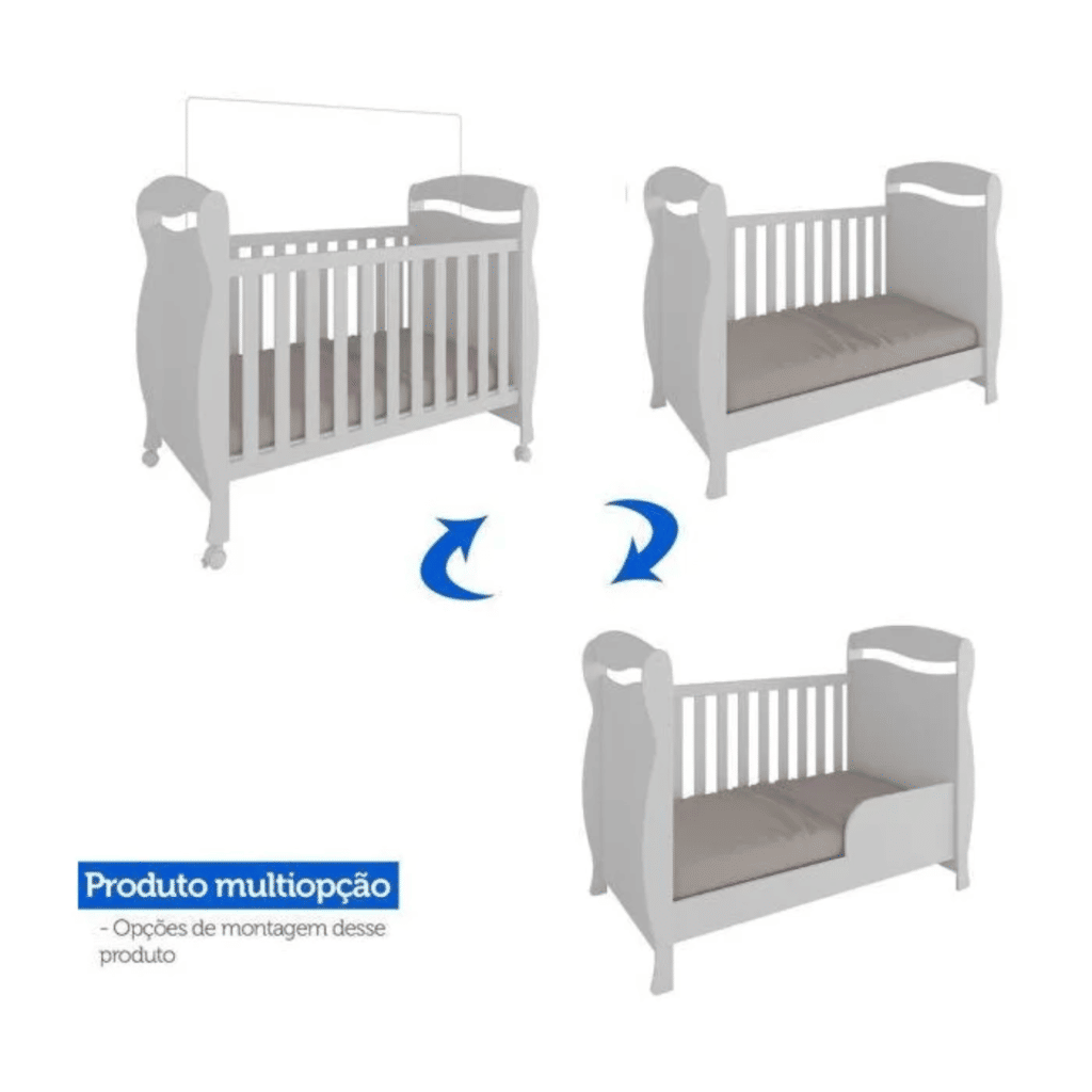 Berço Mini Cama Júnior 100% MDF Móveis Peroba Branco Berço Mini Cama Júnior 100% MDF Móveis Peroba Branco