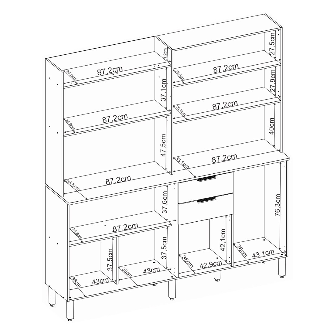 Kit Cozinha Compacta Pitaya 07 Portas e 2 Gavetas Demóbile - Cinamomo/Off White Kit Cozinha Compacta Pitaya 07 Portas e 2 Gavetas Demóbile - Cinamomo/Off White