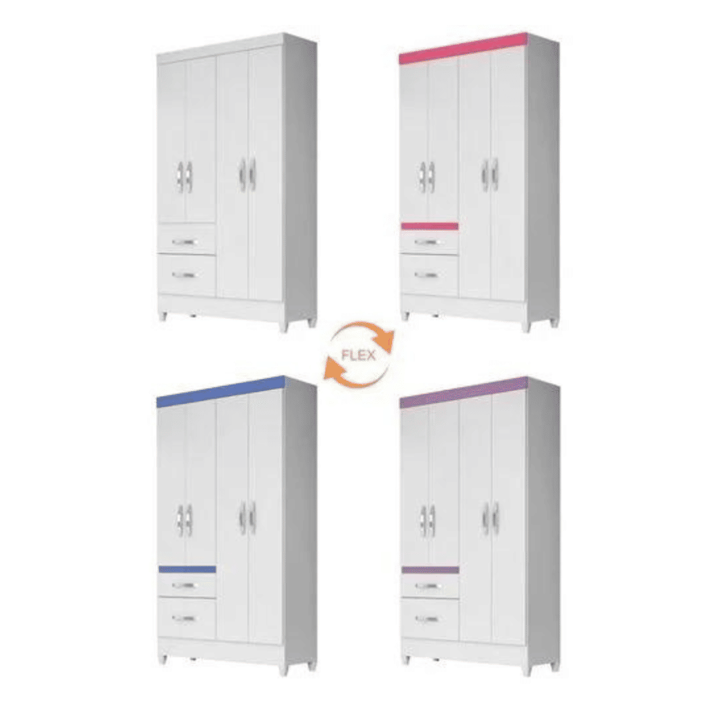 Guarda-Roupa Solteiro 4 Portas Moval Madri Branco Flex Guarda-Roupa Solteiro 4 Portas Moval Madri Branco Flex