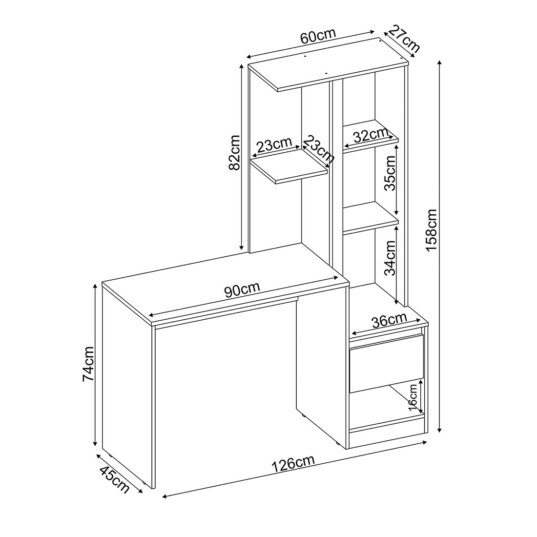 Escrivaninha Morada com Armário,  Branco - Demobile