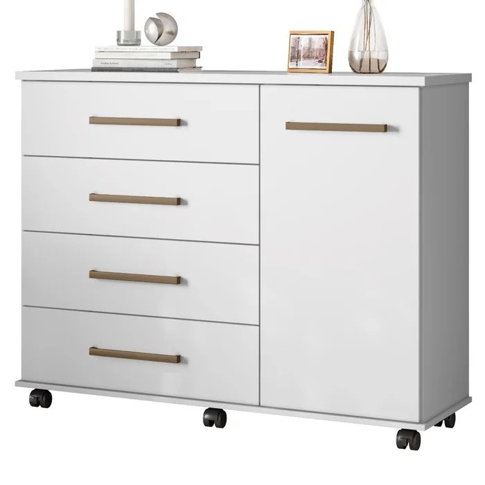 Cômoda Flora Demóbile 4 Gavetas e 1 Porta – Branco Cômoda Flora Demóbile 4 Gavetas e 1 Porta – Branco