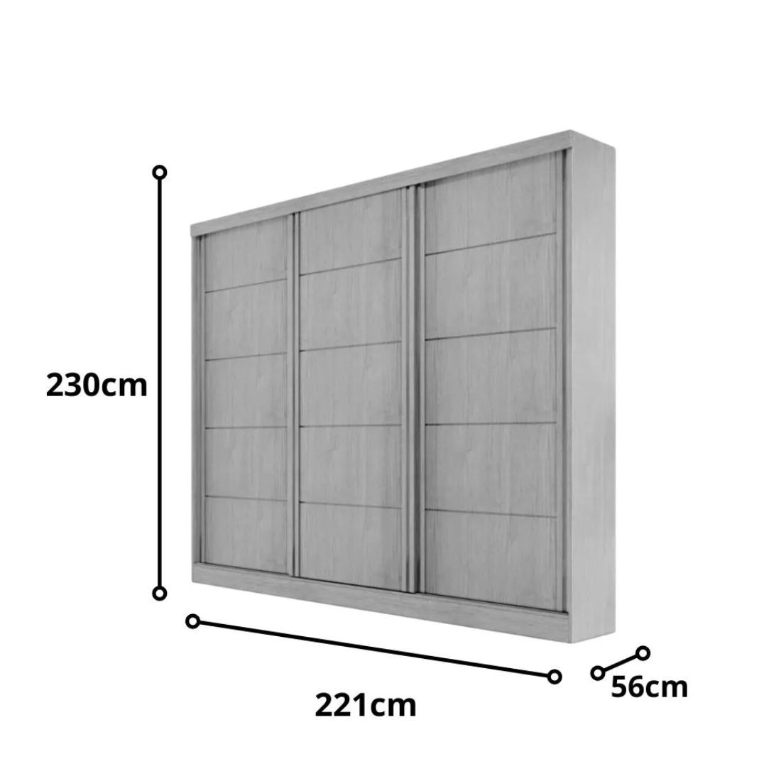 Guarda-Roupa Casal Com Espelho 3 Portas de Correr 100% MDF Capri Branco - Bianchi