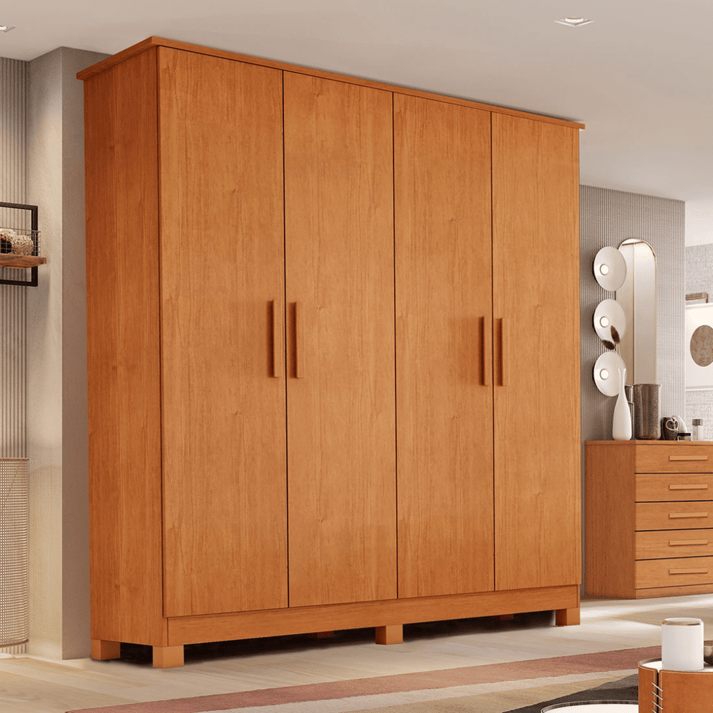 Guarda-Roupa Solteiro Em MDF 4 Portas Bianchi Nina Nature Guarda-Roupa Solteiro Em MDF 4 Portas Bianchi Nina Nature