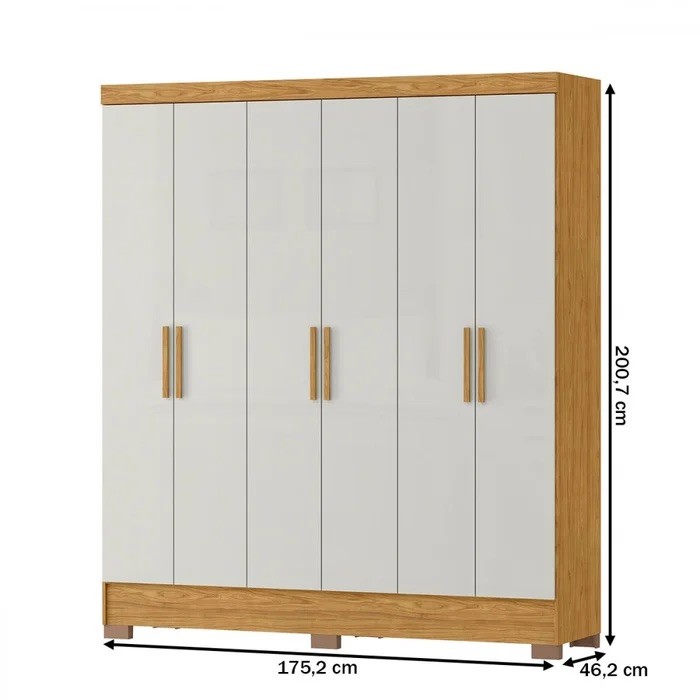 Guarda-Roupa Casal 6 Portas MX Móveis Gliese Marrocos/Off White Guarda-Roupa Casal 6 Portas MX Móveis Gliese Marrocos/Off White