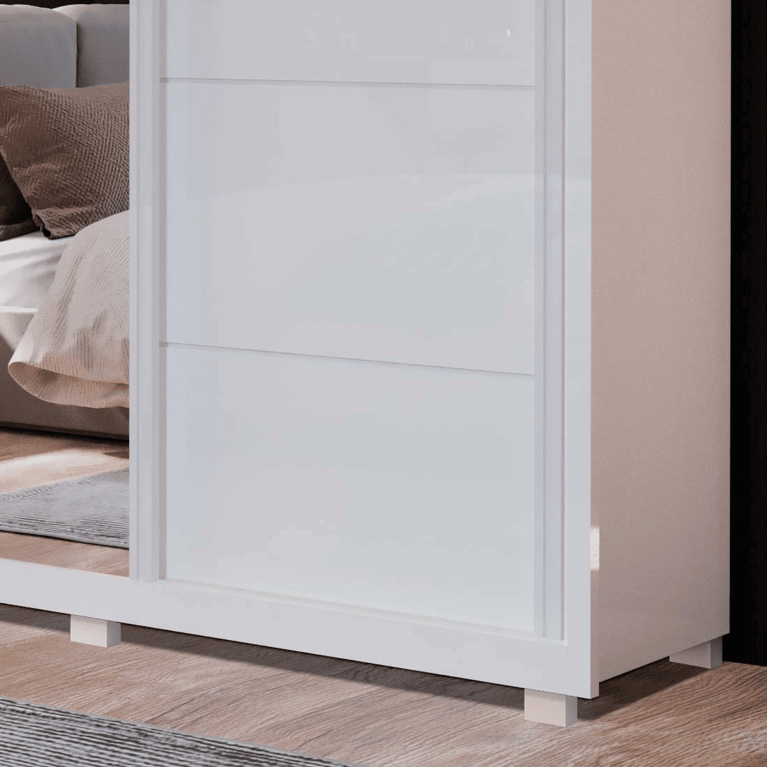 Guarda-Roupa Big 2.7 Anna Euro 100% MDF, com Espelho, 3 portas de correr, Branco - Bom Pastor