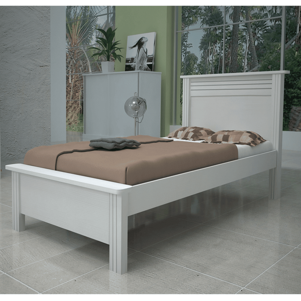 Cama Solteiro Plus em MDF Branco - Bom Pastor Cama Solteiro Plus em MDF Branco - Bom Pastor