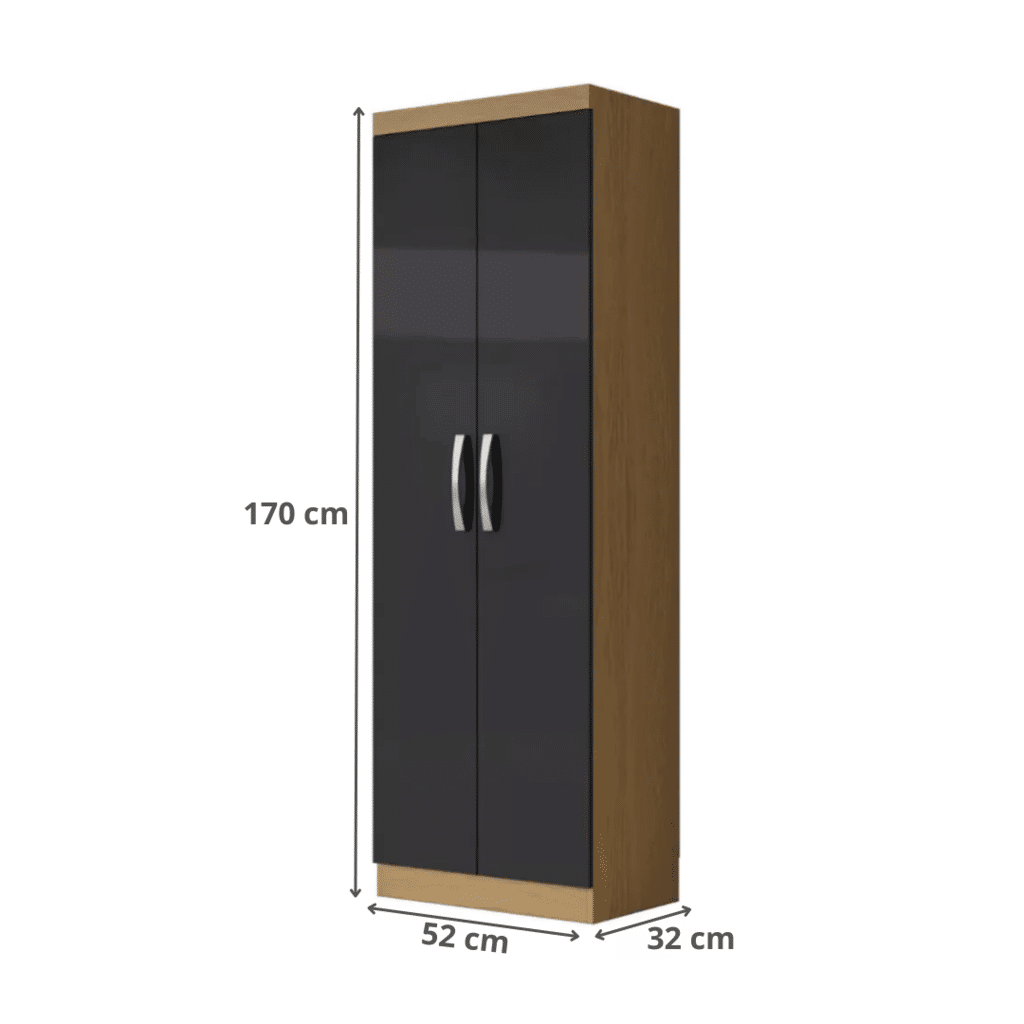 Armário Multiuso 2 Portas New Atacama/Grafite - Aramóveis Armário Multiuso 2 Portas New Atacama/Grafite - Aramóveis