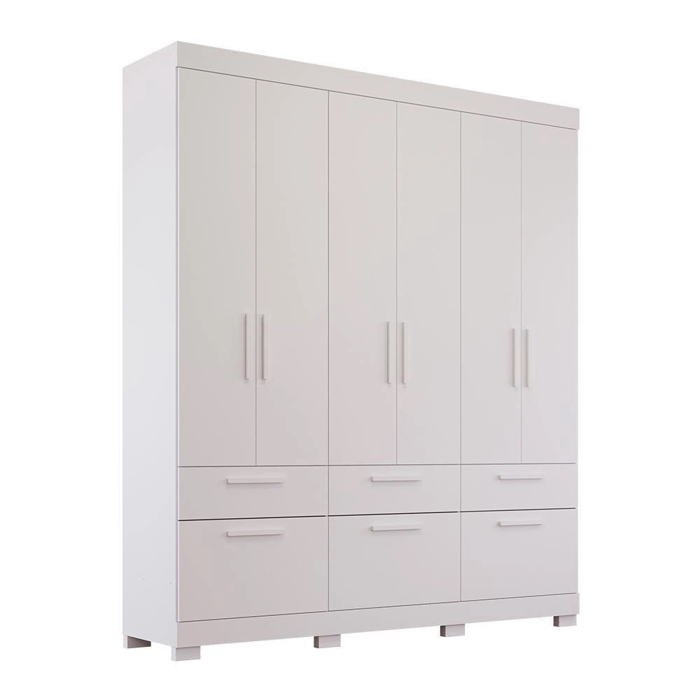 Guarda-Roupa Casal em MDF 6 Portas Panan Porto Branco Guarda-Roupa Casal em MDF 6 Portas Panan Porto Branco
