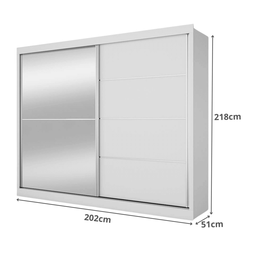 Guarda-Roupa Casal Com Espelho 100% MDF 2 Portas de Correr Verona Plus Branco Europa Guarda-Roupa Casal Com Espelho 100% MDF 2 Portas de Correr Verona Plus Branco Europa