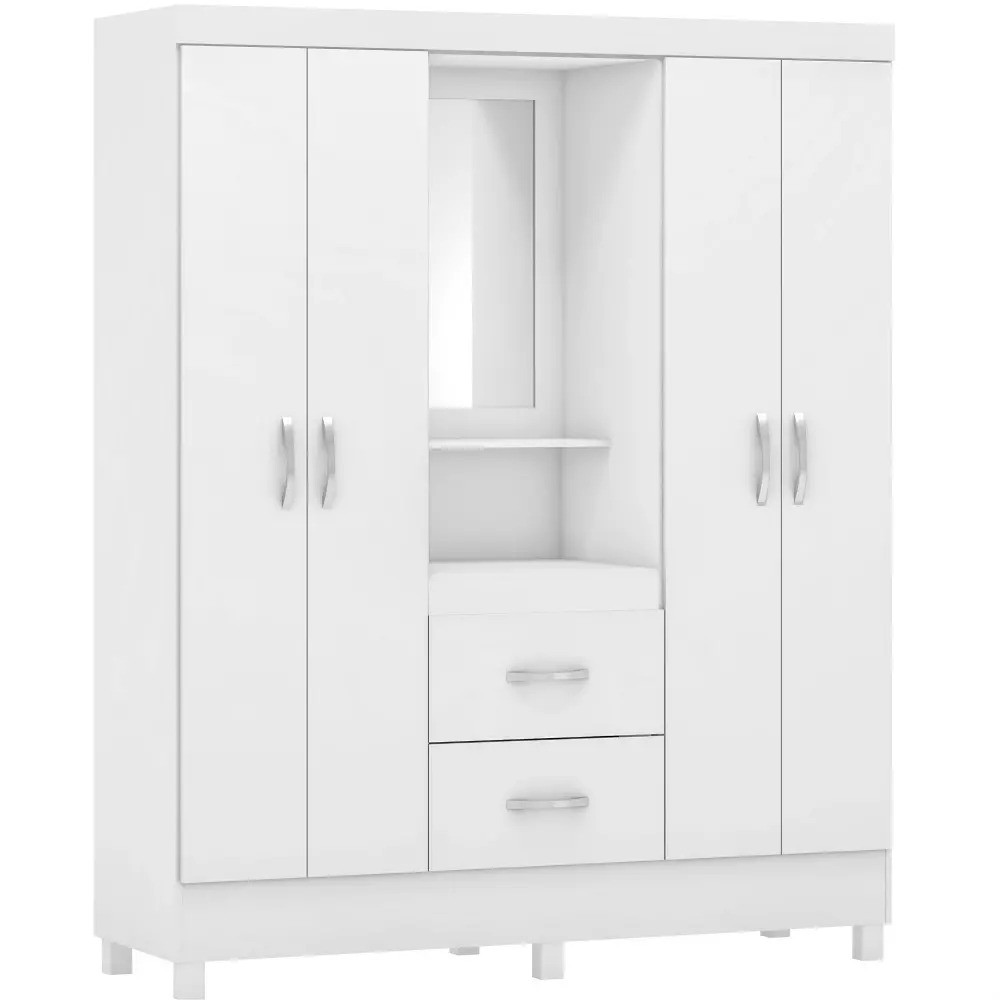 Guarda-Roupa Solteiro Com Espelho Capelinha Lord Branco/Rosa Flex  - Demobile Guarda-Roupa Solteiro Com Espelho Capelinha Lord Branco/Rosa Flex  - Demobile