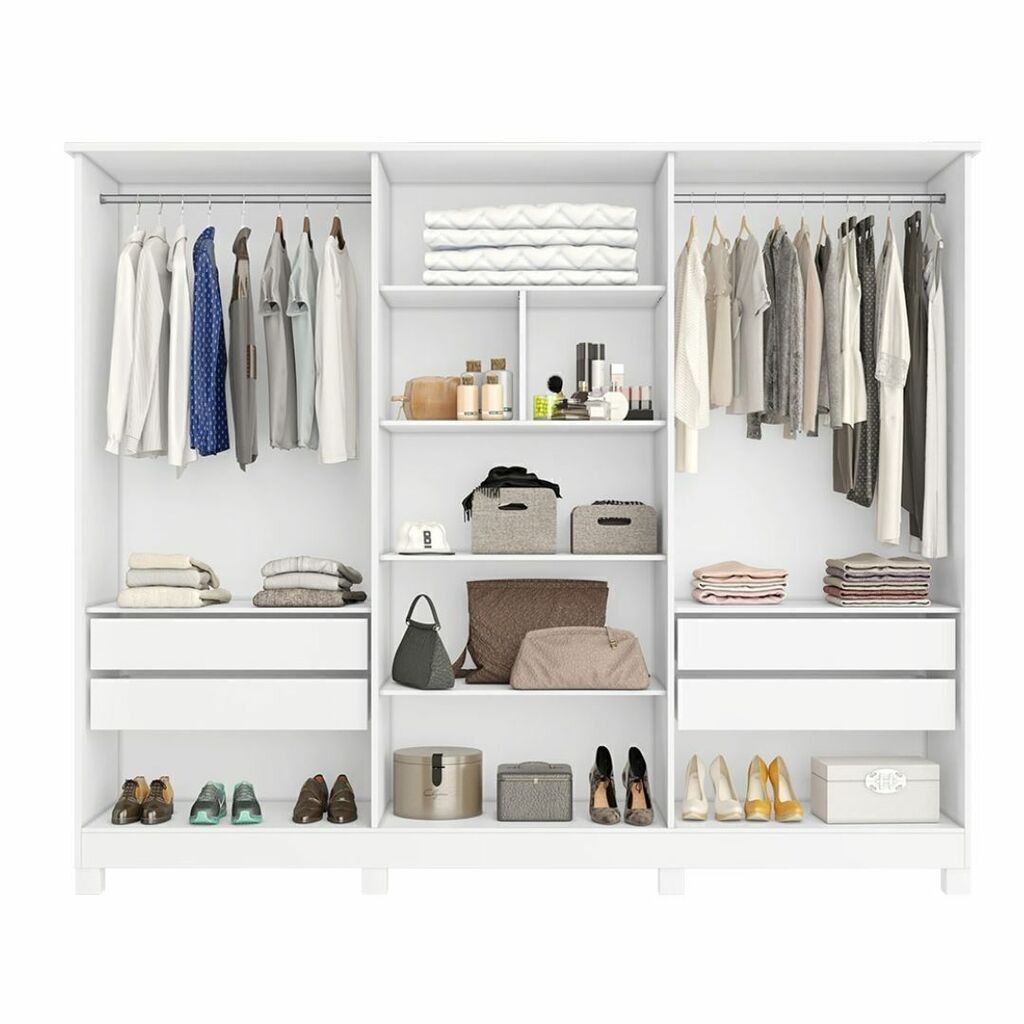 Guarda-Roupa Casal Em MDF 6 Portas Bianchi Nina Branco Guarda-Roupa Casal Em MDF 6 Portas Bianchi Nina Branco