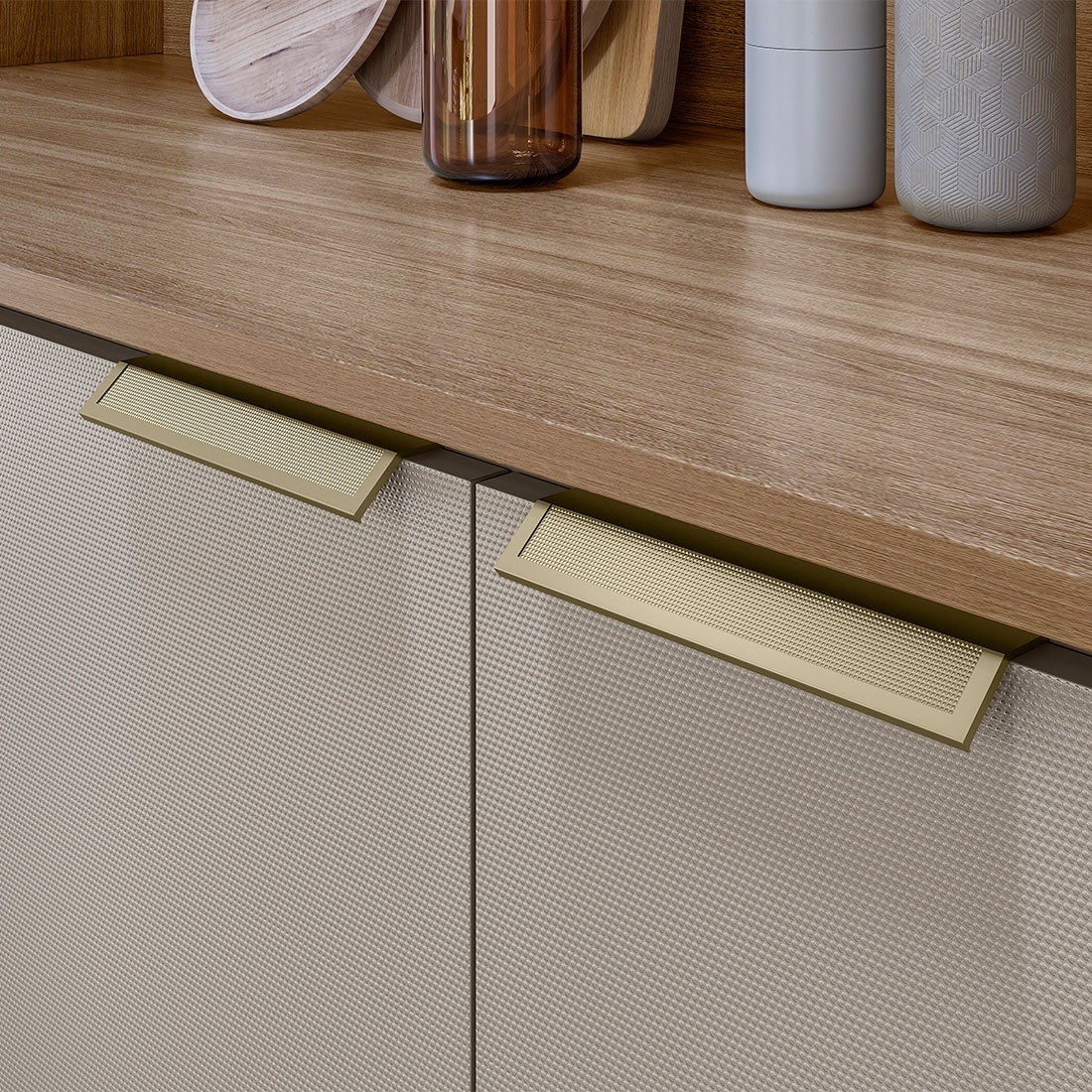 Kit Cozinha Compacta Amora 10 Portas e 2 Gavetas Demóbile - Amendoa/Nude Texturado Kit Cozinha Compacta Amora 10 Portas e 2 Gavetas Demóbile - Amendoa/Nude Texturado