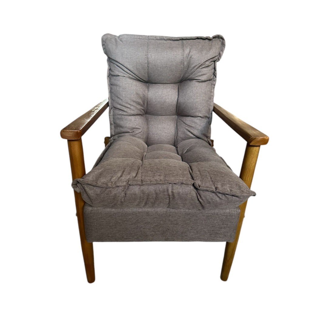 Poltrona Decorativa JF 100% Fibra Siliconada Pés em Madeira - Tecido 174 Linho Marrom