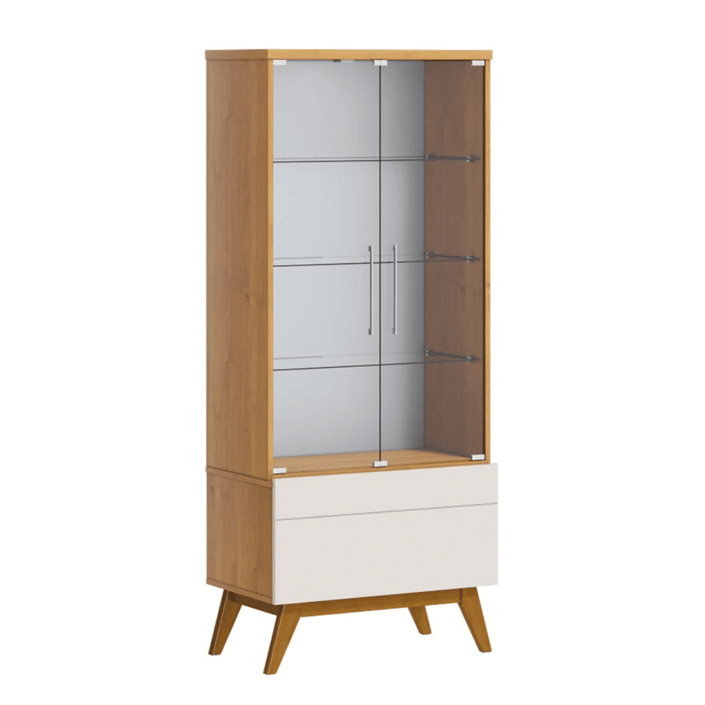 Cristaleira Imcal Classic 1 Gaveta e Portas de Vidro Nature/Off White Cristaleira Imcal Classic 1 Gaveta e Portas de Vidro Nature/Off White