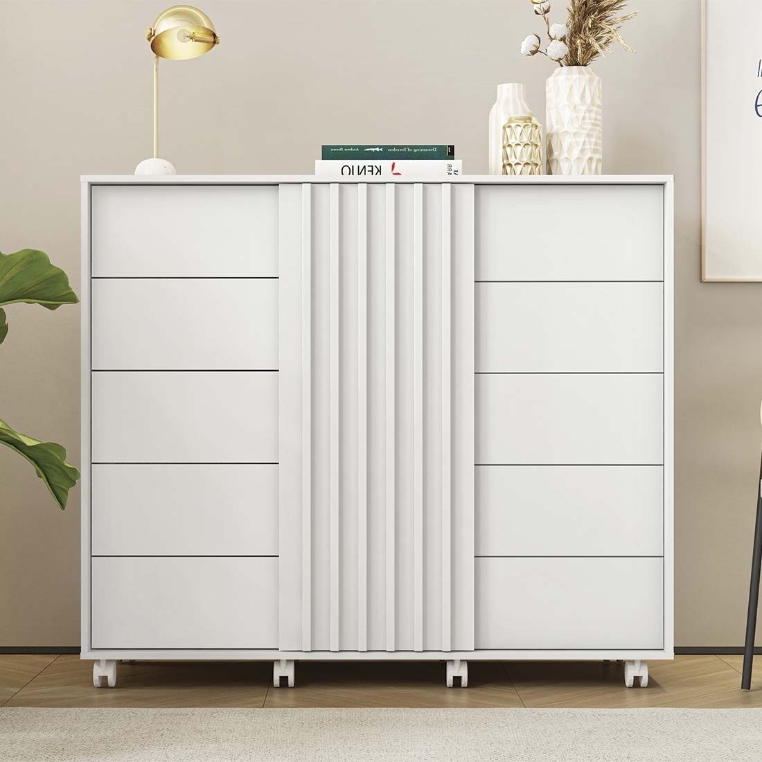 Cômoda Pegasus 2 Portas 5 Gavetas 136cm CAEMMUN - Branco