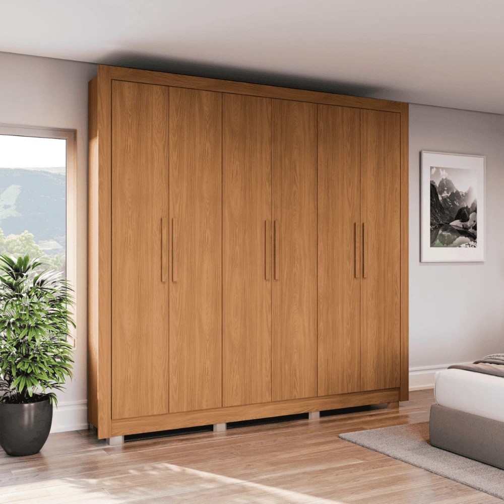 Guarda-roupa 6 Portas 2 Gavetas Kappesberg M569 232cm - Canela