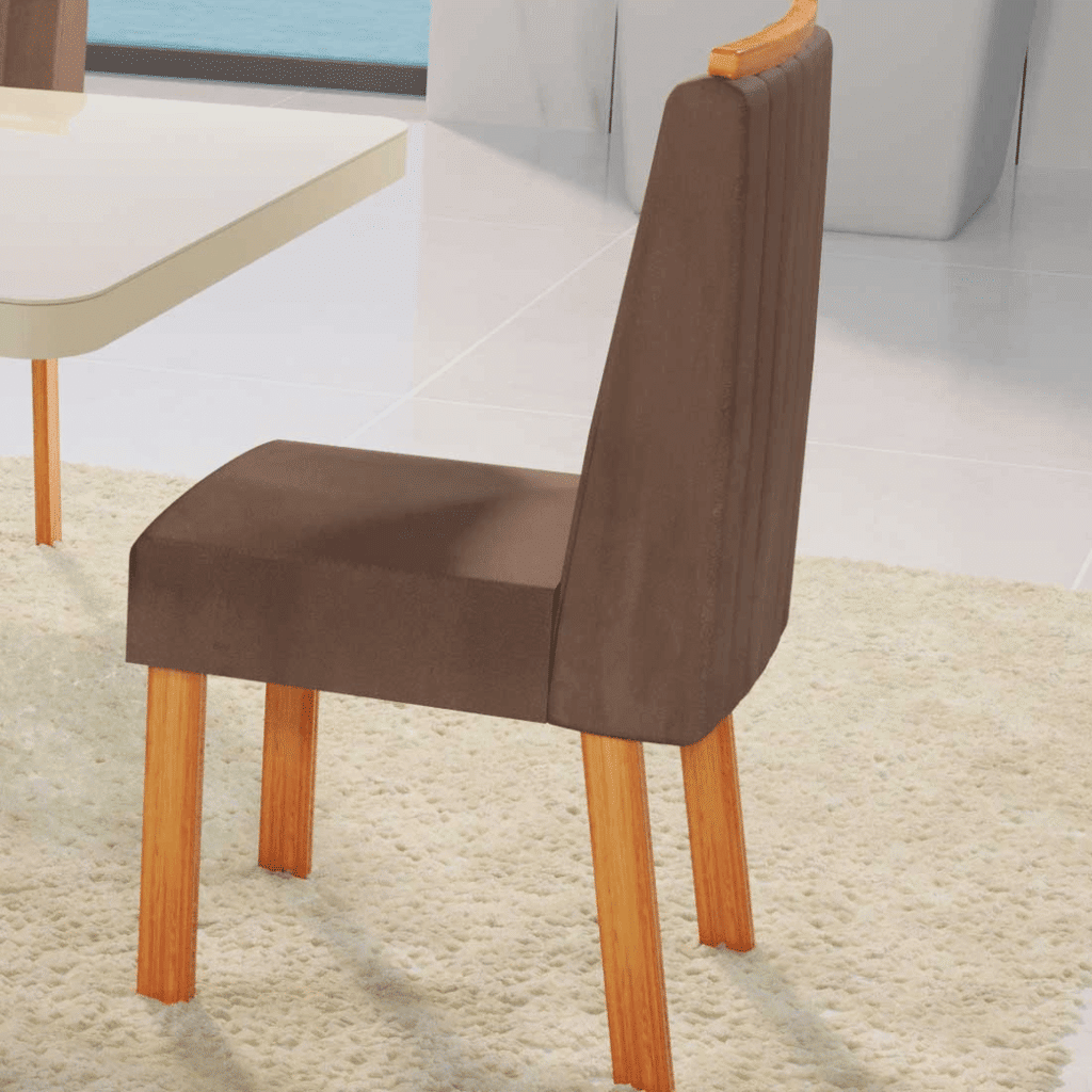 Mesa de Jantar Sentra 130x90 Tampo com Vidro, 04 cadeiras Nature/T3010 - Bom Pastor  Mesa de Jantar Sentra 130x90 Tampo com Vidro, 04 cadeiras Nature/T3010 - Bom Pastor