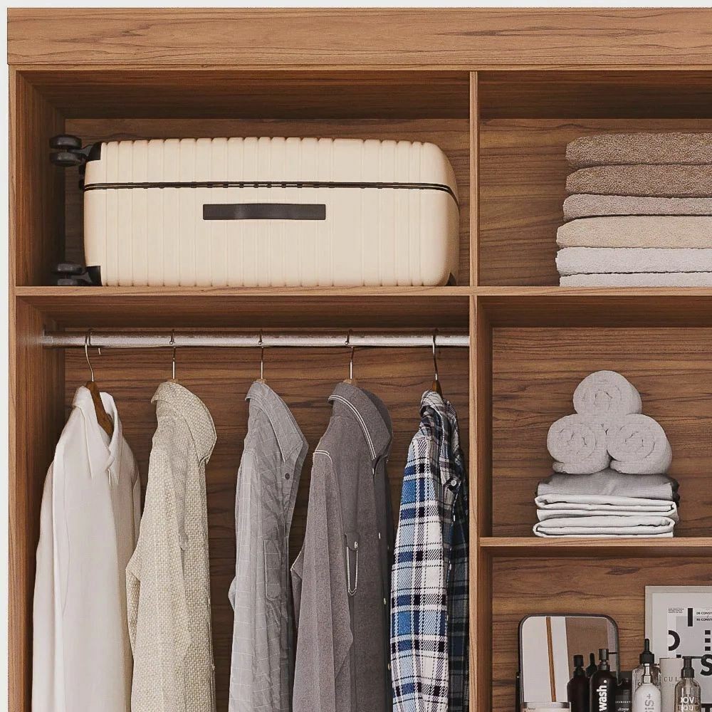 Guarda-Roupa Casal 100% MDF 6 Portas Panan Móveis Cecilia Cinamomo/Off White Guarda-Roupa Casal 100% MDF 6 Portas Panan Móveis Cecilia Cinamomo/Off White