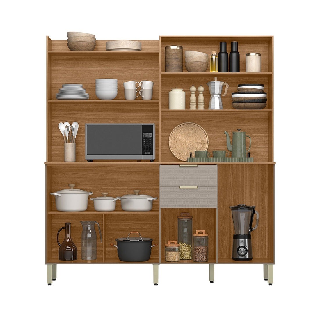 Kit Cozinha Compacta Pitaya 07 Portas e 2 Gavetas Demóbile - Amendoa/Nude Texturado Kit Cozinha Compacta Pitaya 07 Portas e 2 Gavetas Demóbile - Amendoa/Nude Texturado