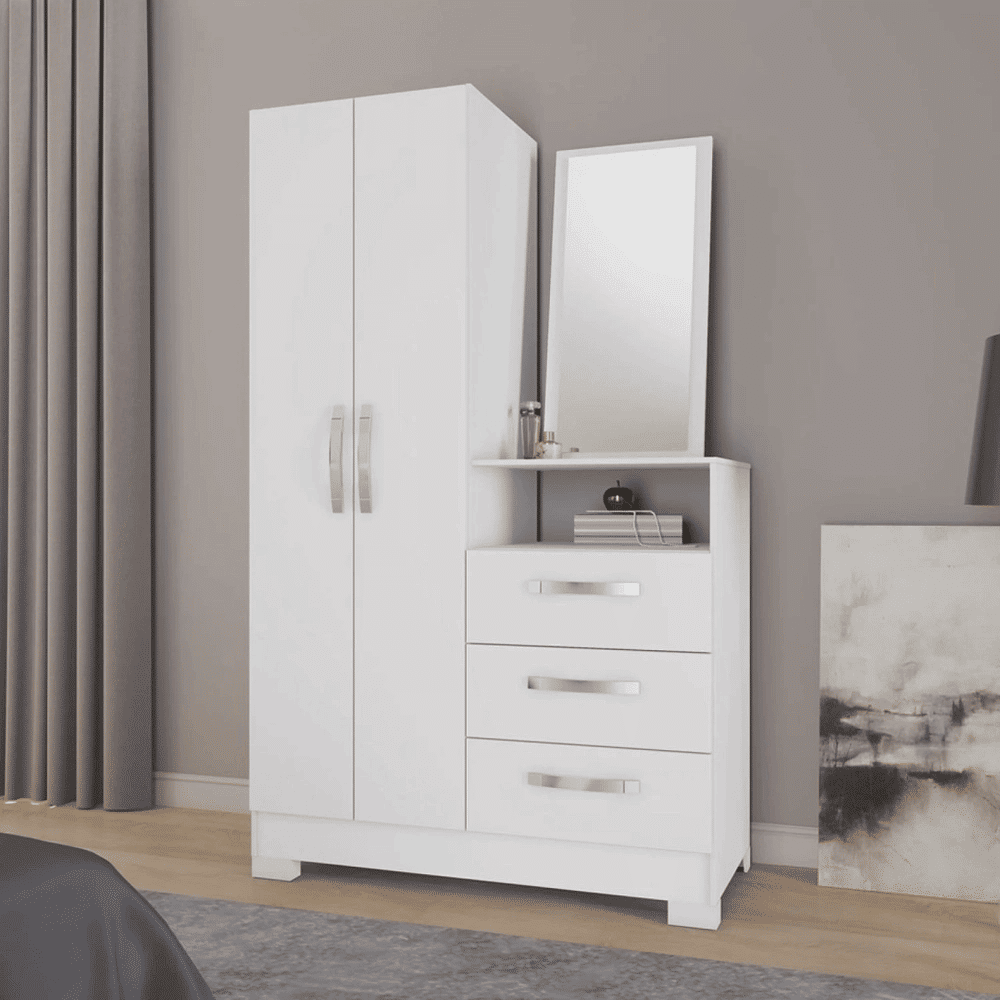 Cômoda para Quarto com Espelho 2 Portas 3 Gavetas Notável Móveis NT5165 Branco/Rosa Cômoda para Quarto com Espelho 2 Portas 3 Gavetas Notável Móveis NT5165 Branco/Rosa