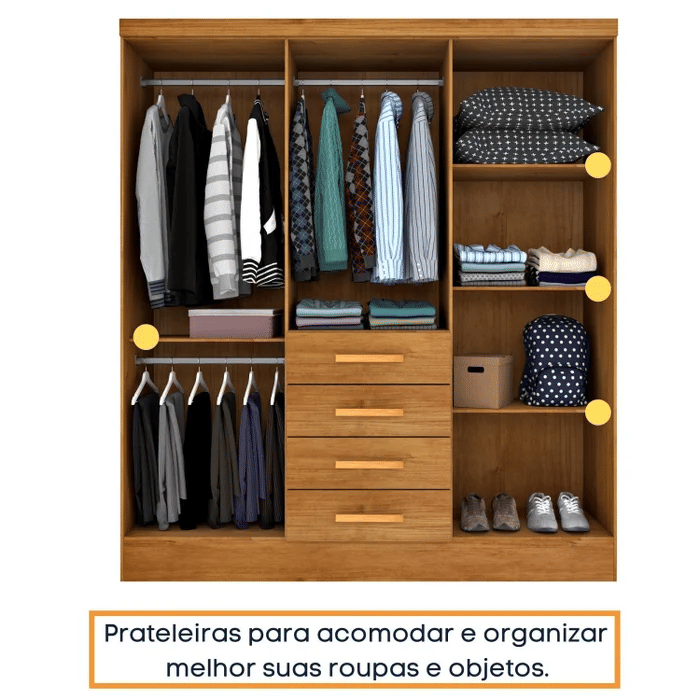 Guarda-Roupa Casal 6 Portas Tcil Móveis Arizona Cinamomo Guarda-Roupa Casal 6 Portas Tcil Móveis Arizona Cinamomo