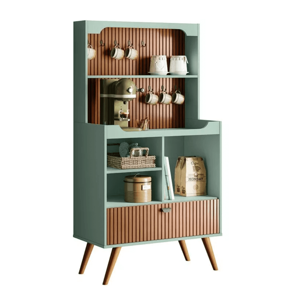 Aparador para Sala Cantinho do Café Rubi 1 Porta 3 Nichos Pés Retrô Cinza Menta/Tauari 3D Lukaliam Aparador para Sala Cantinho do Café Rubi 1 Porta 3 Nichos Pés Retrô Cinza Menta/Tauari 3D Lukaliam