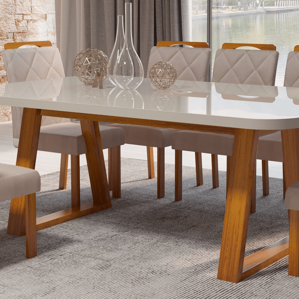 Conjunto Mesa Sofistic 180x90 com 6 cadeiras Malibu Lord, Naturale - Bom Pastor Conjunto Mesa Sofistic 180x90 com 6 cadeiras Malibu Lord, Naturale - Bom Pastor