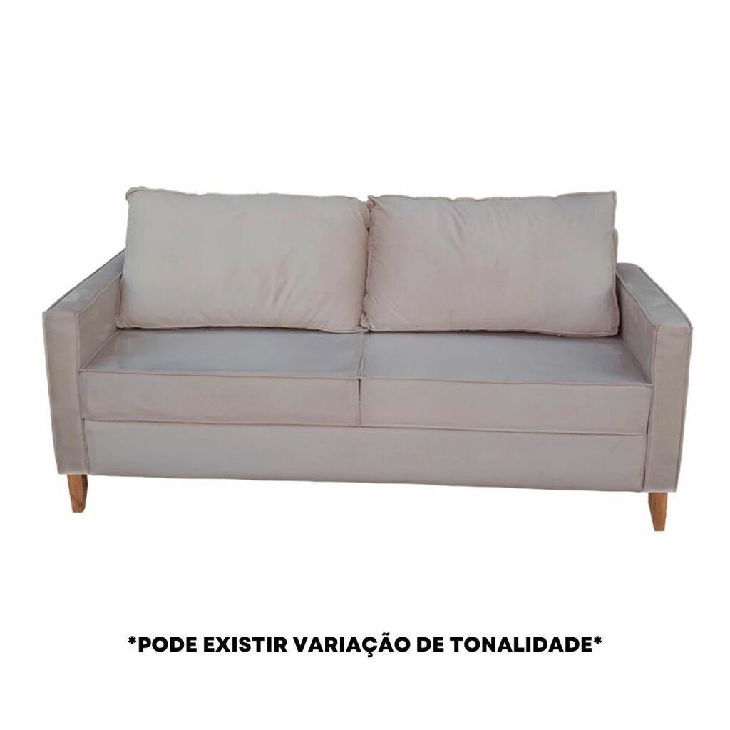 Sofá Chanel 3 Lugares com pés em Madeira de Eucalipto, Castor - Malu Estofados Sofá Chanel 3 Lugares com pés em Madeira de Eucalipto, Castor - Malu Estofados