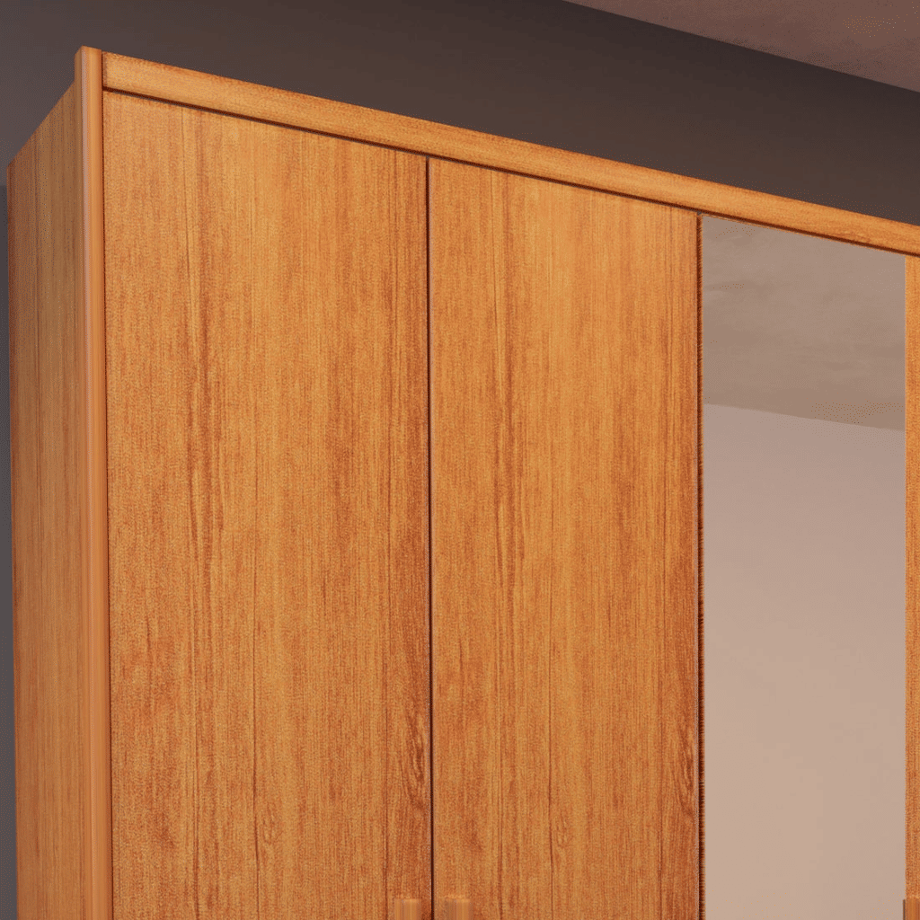 Guarda-Roupa Casal Com Espelho Em MDF 6 Portas Bom Pastor Primore Naturall Guarda-Roupa Casal Com Espelho Em MDF 6 Portas Bom Pastor Primore Naturall